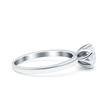 Art Deco Wedding Bridal Ring Round Simulated Cubic Zirconia 925 Sterling Silver